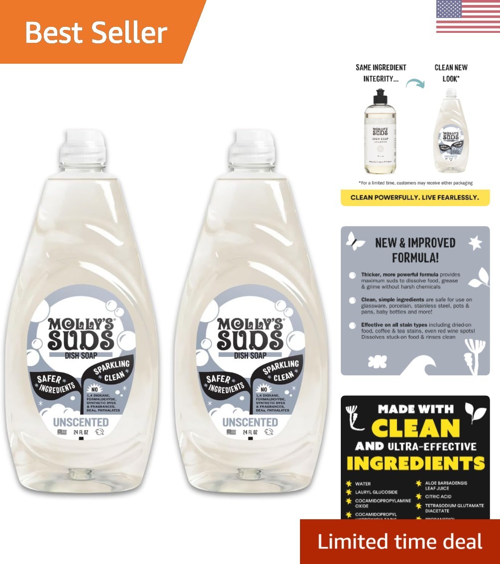 Cruelty-Free Liquid Dish Soap - Extra Scrubbing Power, Unscented 24 oz 2 Pack gallery