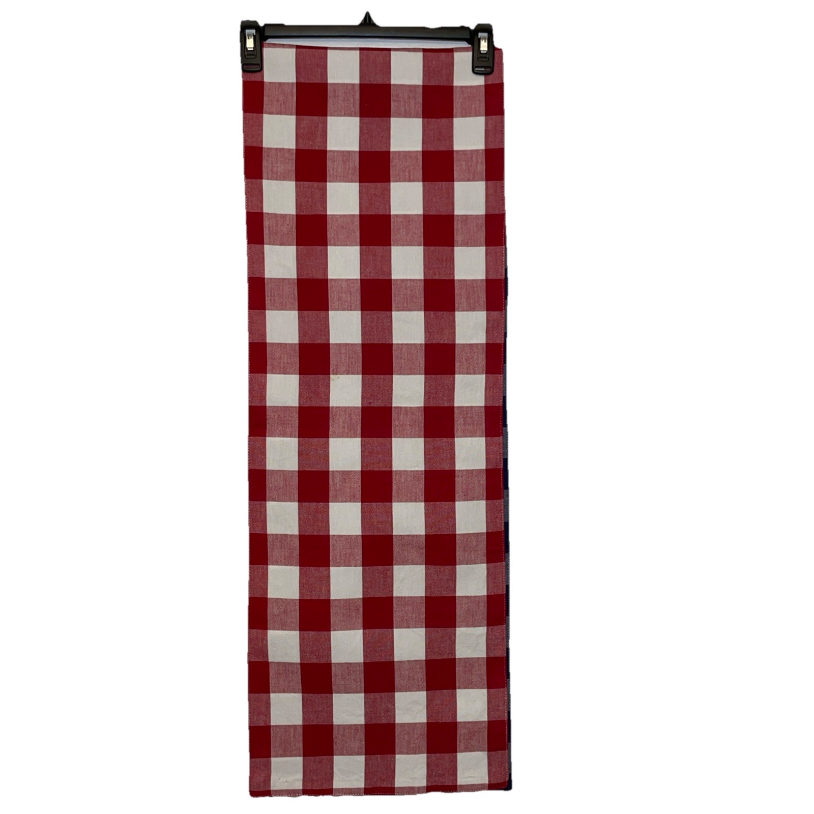 Table Runner Cotton Blend Plaid Red White 12x71 Reversible Blue White TINY STAIN gallery