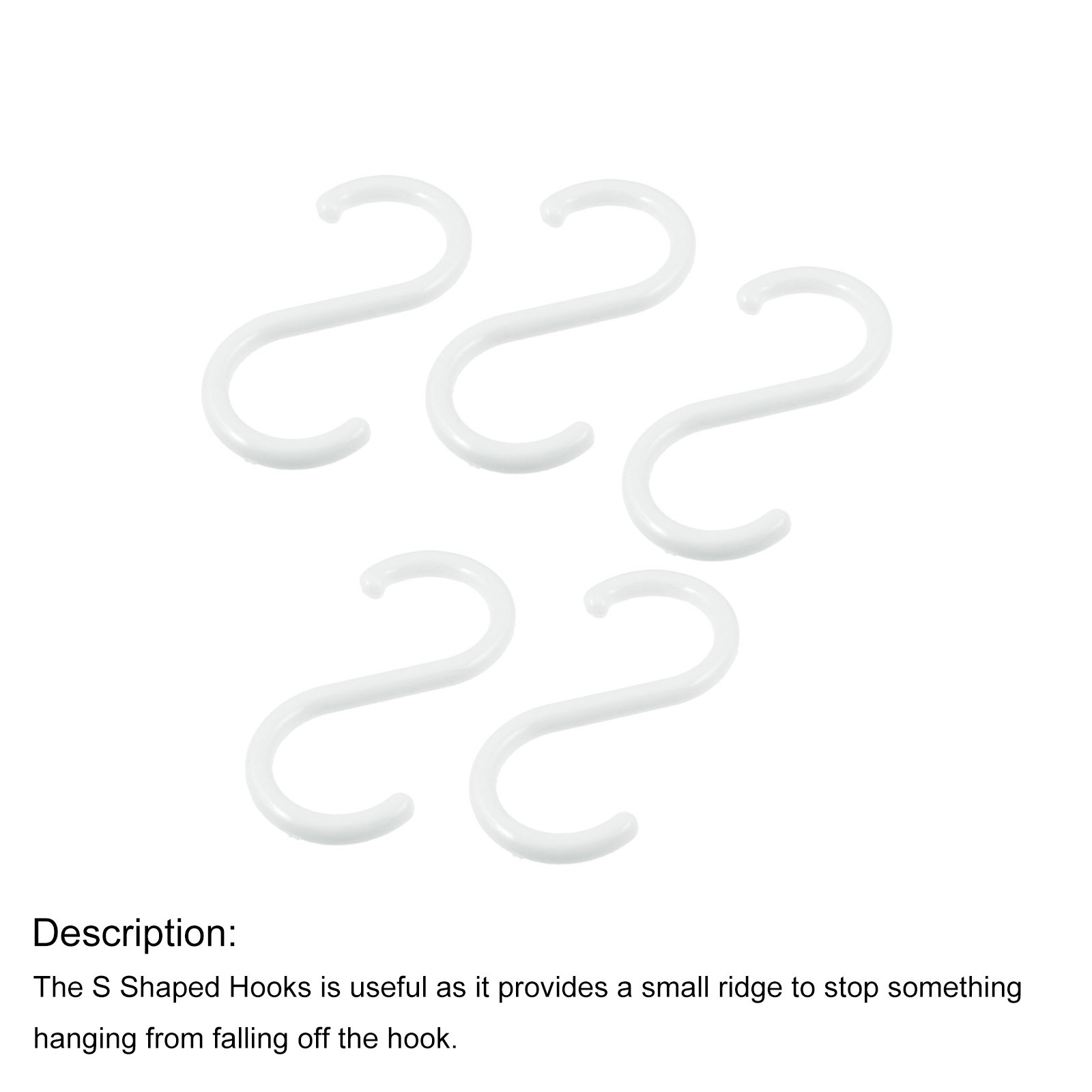 5Pcs White Plastic S Shape Hanger Hook for Home Clothing Baskets gallery