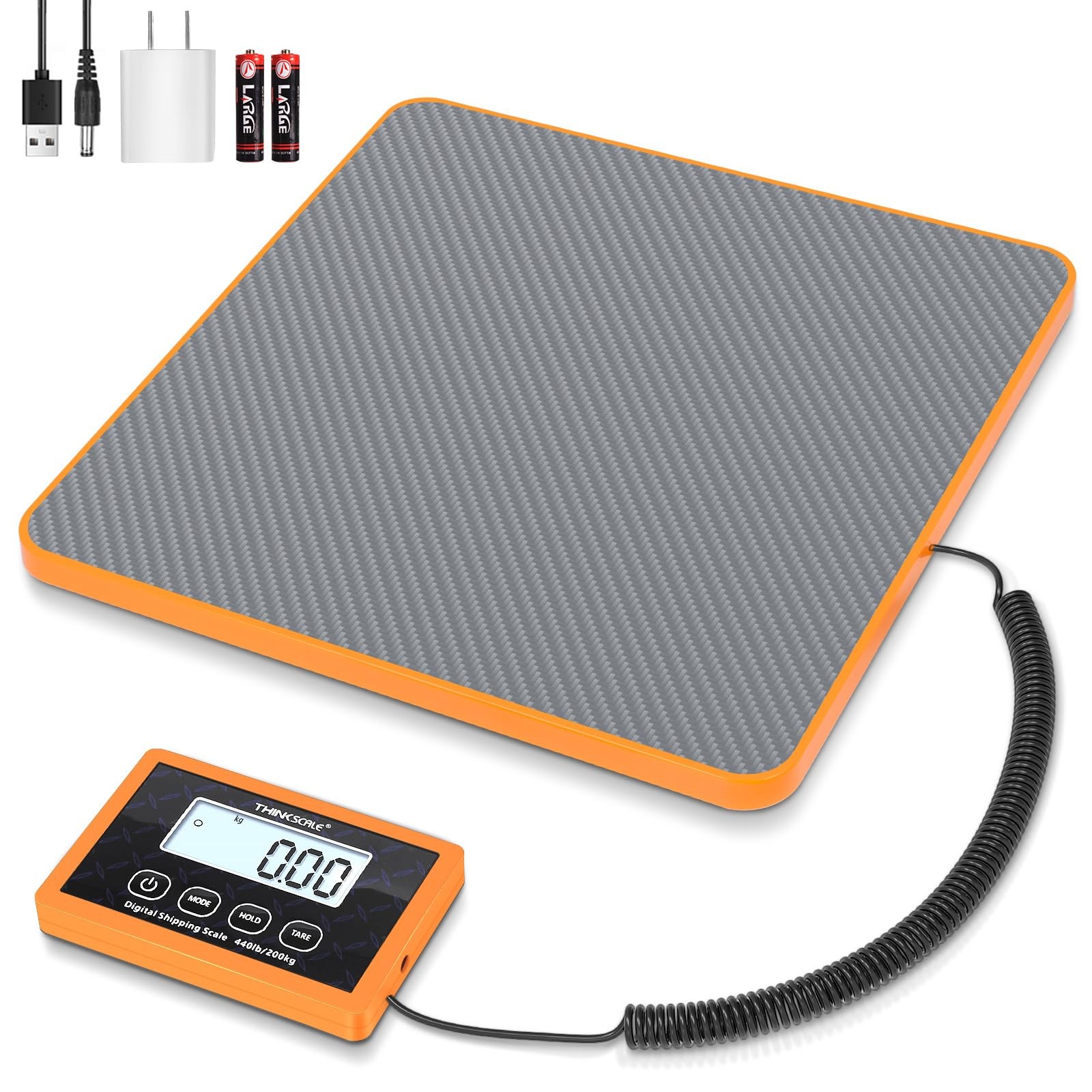 THINKSCALE Shipping Scale, 10g Precision Postal Scale - 440lb, Grey+Orange gallery