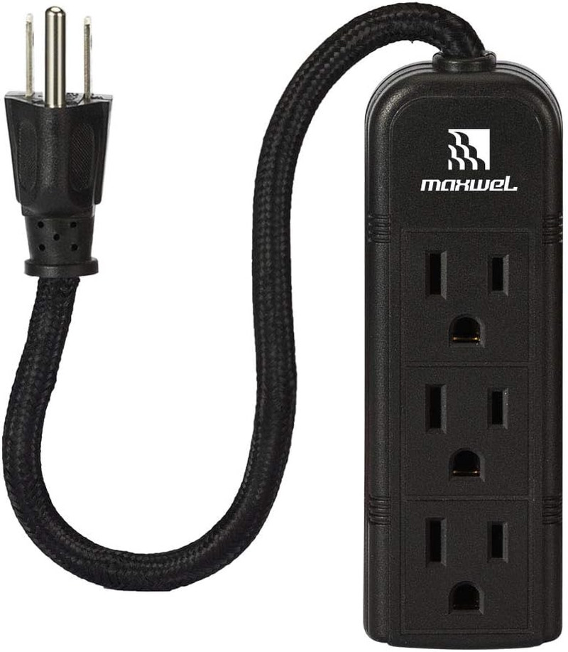Power Strip Wall Mountable - ETL Listed 3 Grounded Outlets 10 Inch Braided Short gallery