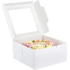 24pcs Cake Boxes with Window, 10 x 10 x 5 Inches Bakery Boxes Treat Cookie De…