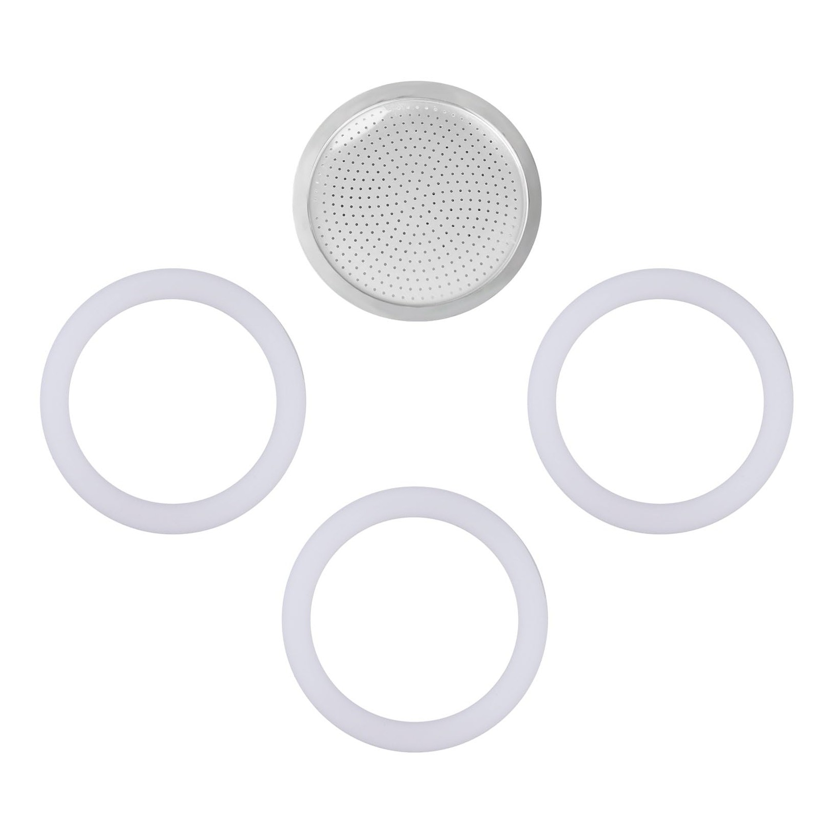 1 Filter and 3 Silicone Gasket Seals Replacement for Aluminium Moka Pot and Stov gallery