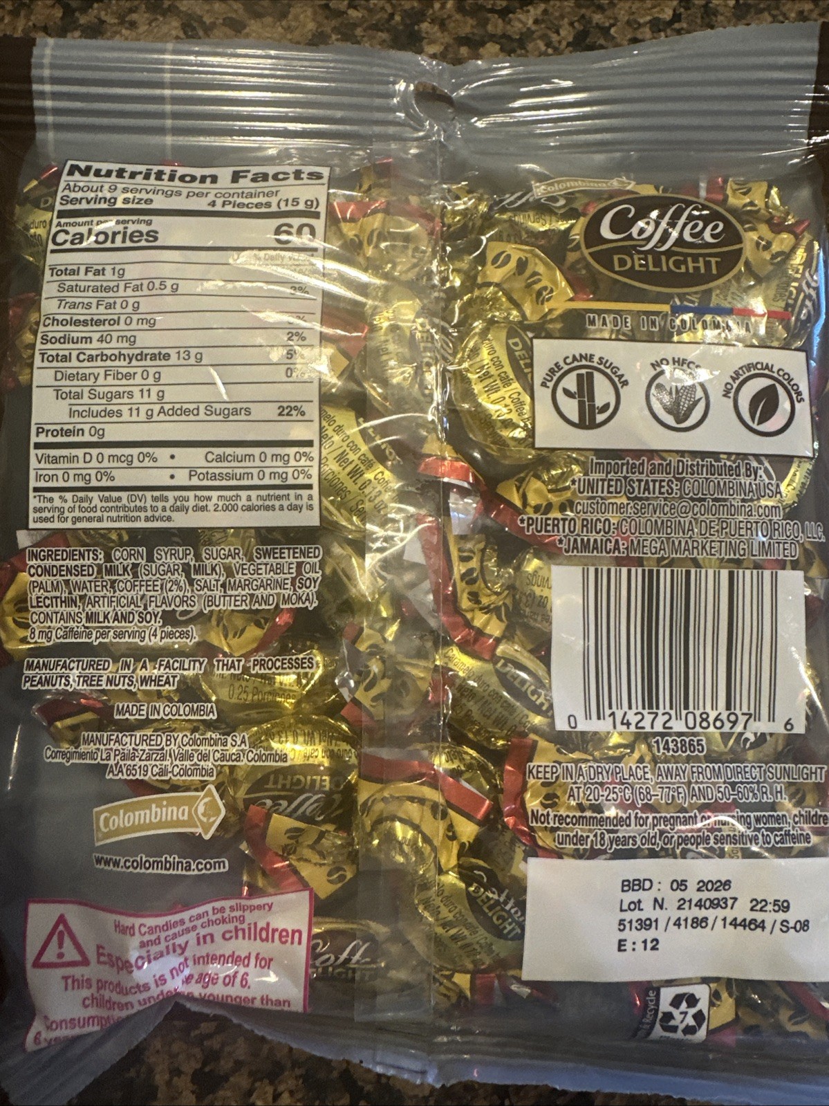 2 Bags Colombina Coffee Delight Hard Candy 4.7 Oz Sugar Cane Made W/ Real Coffee gallery