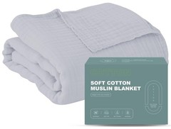 4 Layer Muslin Bed Blanket – Breathable and Lightweight Gauze Boho Blanket for S