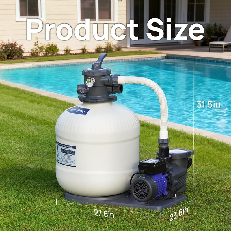 Durable 18in Sand Filter Pump for Above Ground Pools - 24-hour Timer & gallery