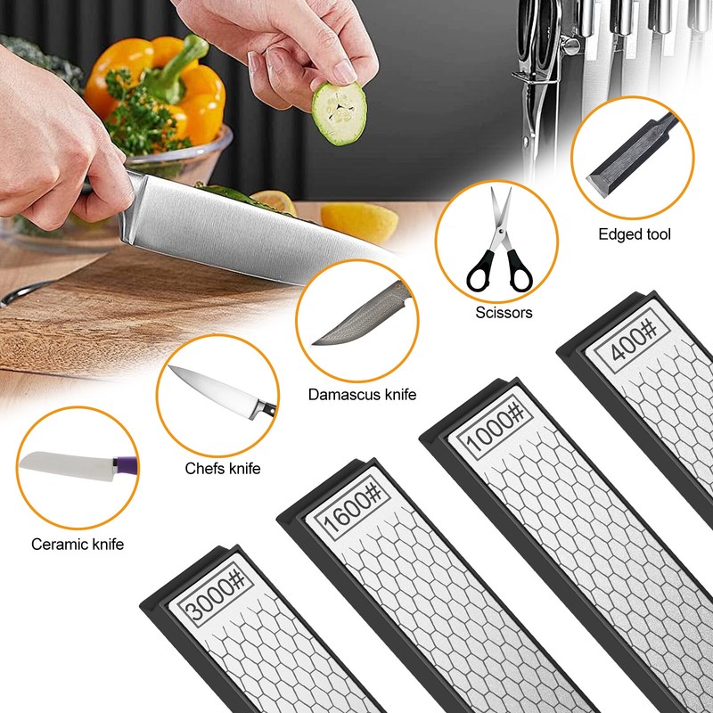 4PCS Diamond Sharpening Stone Set 400 600 1000 3000Grit Knife Chisel Sharpener gallery