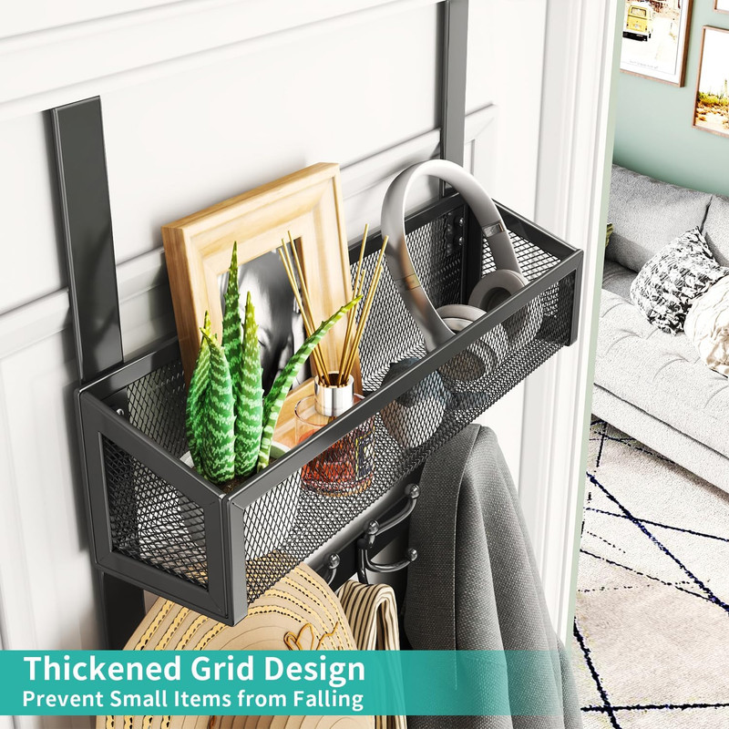 Over The Door Hooks - Easy Installation Door Hanger with Basket and 16 Hooks,... gallery