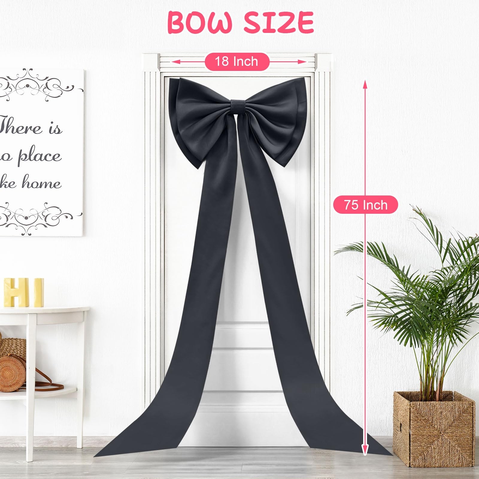 Large Satin Bow Backdrop 75x18 Inch Giant Ribbon Tie Black Wedding Decor gallery