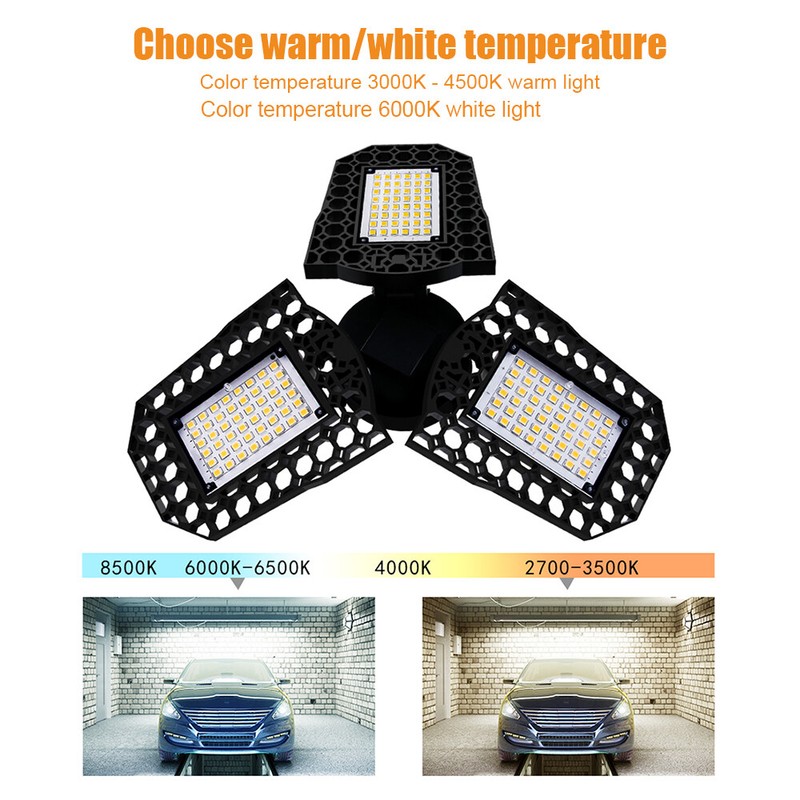 E27 Foldable LED Garage Light 40W 60W 80W Warehouse Workshop Light Ceiling Lamp gallery
