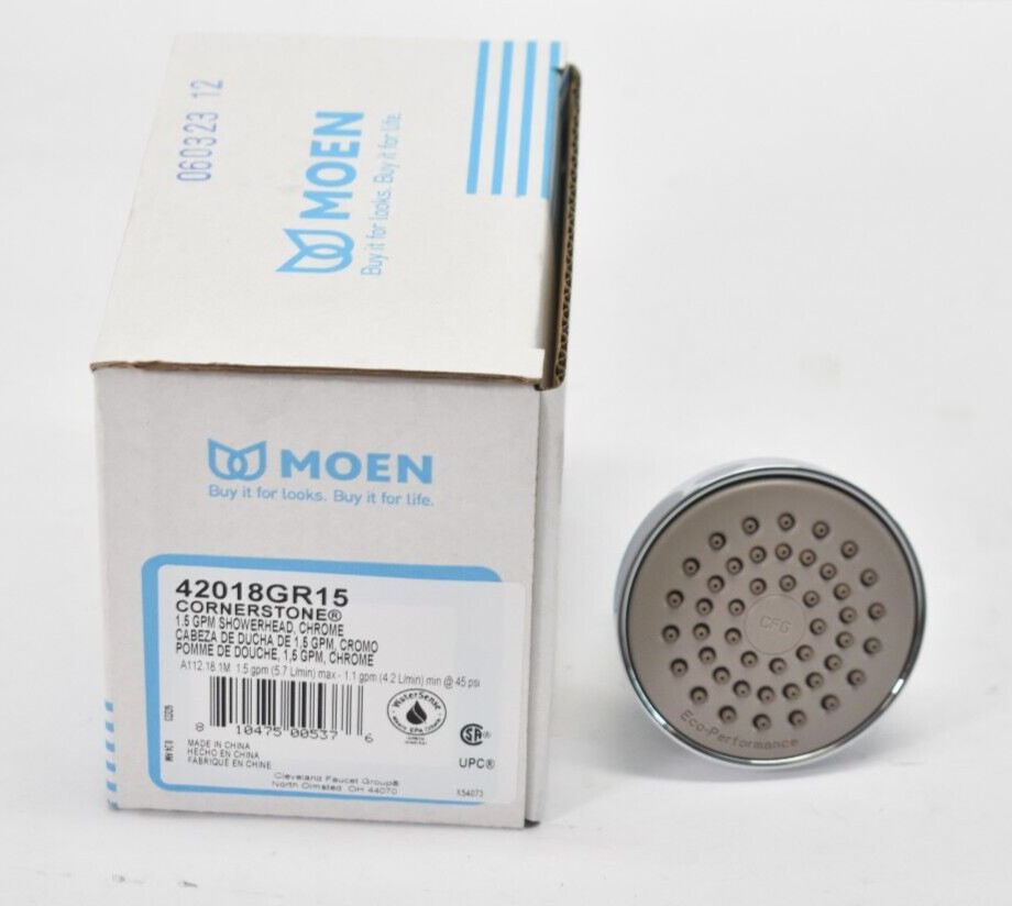 Moen Cornerstone 1.5 GPM Single Function Shower Head Chrome Finish 42018GR15 gallery