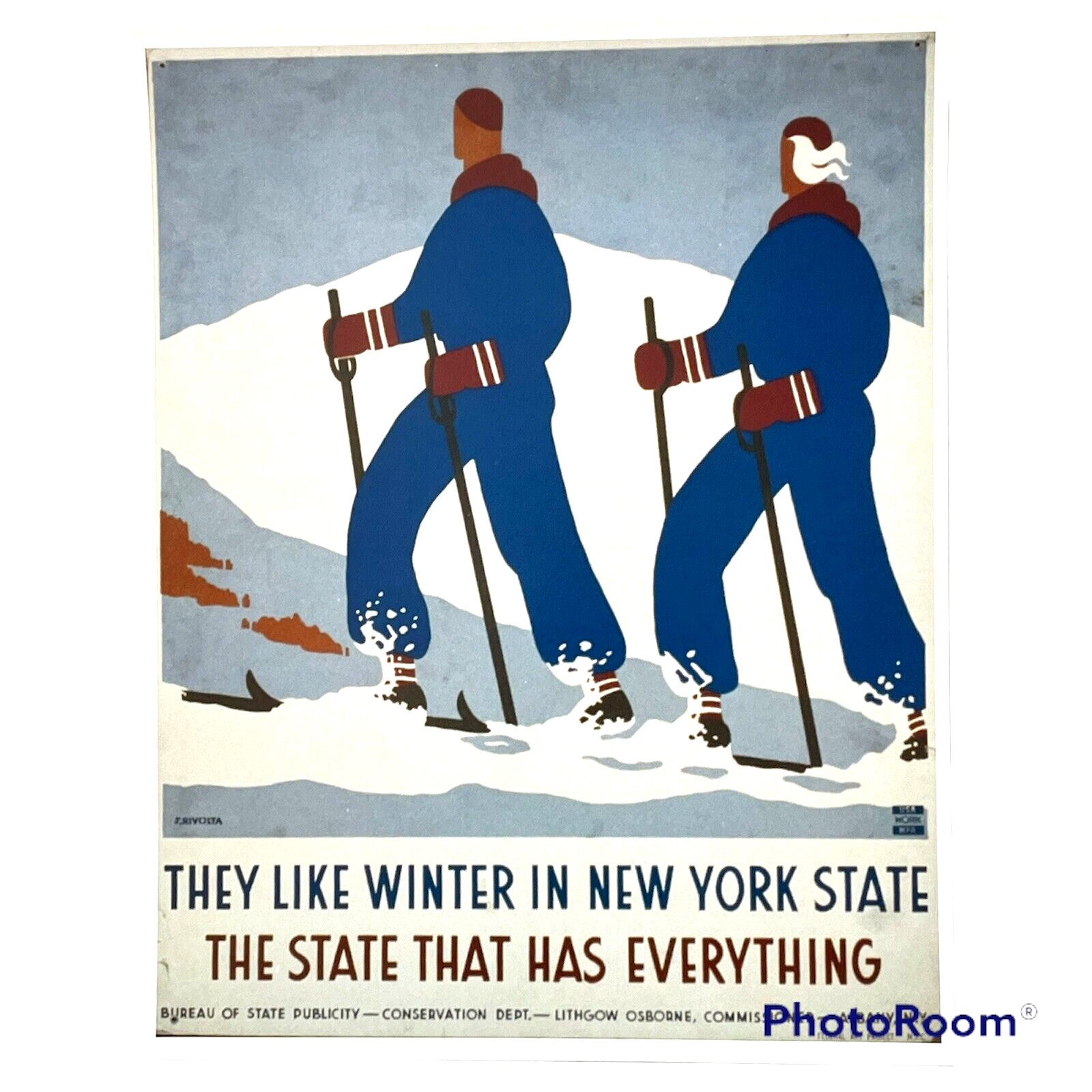 They Like Winter In New York State 1936 WPA Cross Country Sking VTG Print Poster gallery