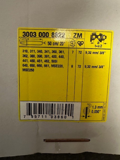 Stihl Part # 3003 000 8822 20" Chainsaw Bar 72DL .050 3/8" gallery