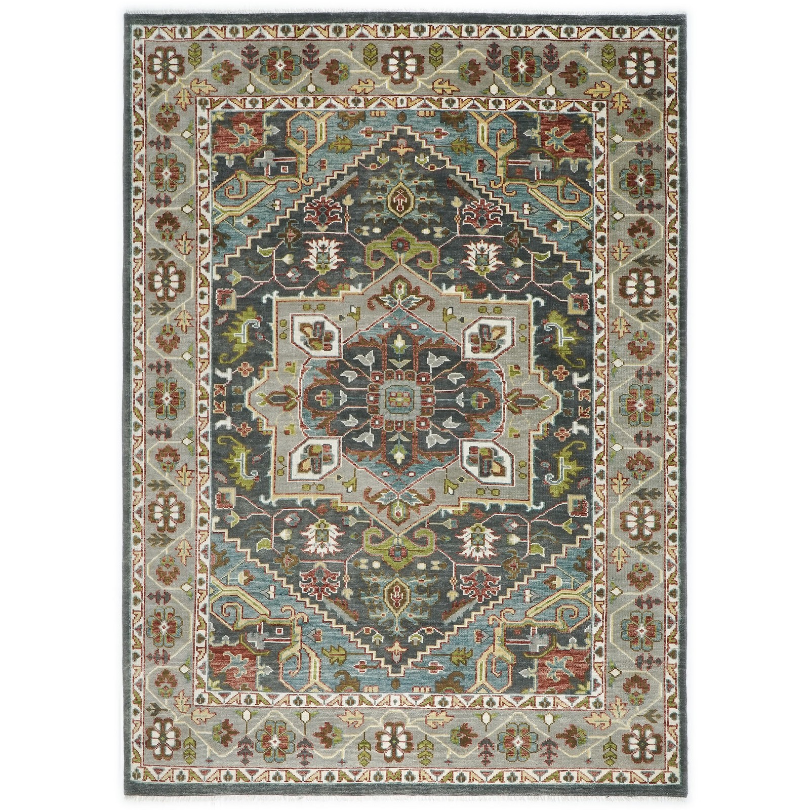 10'3''x14 Hand Knotted Wool Gray, Slate Oushak Herizz Rug gallery