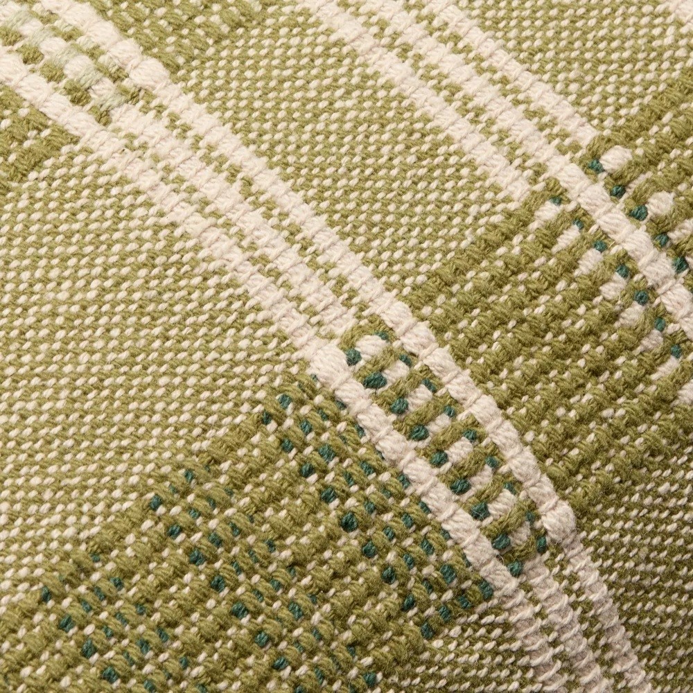 Hearth & Hand Green & Tan Striped Design 18" Square Accent Throw Toss Pillow gallery