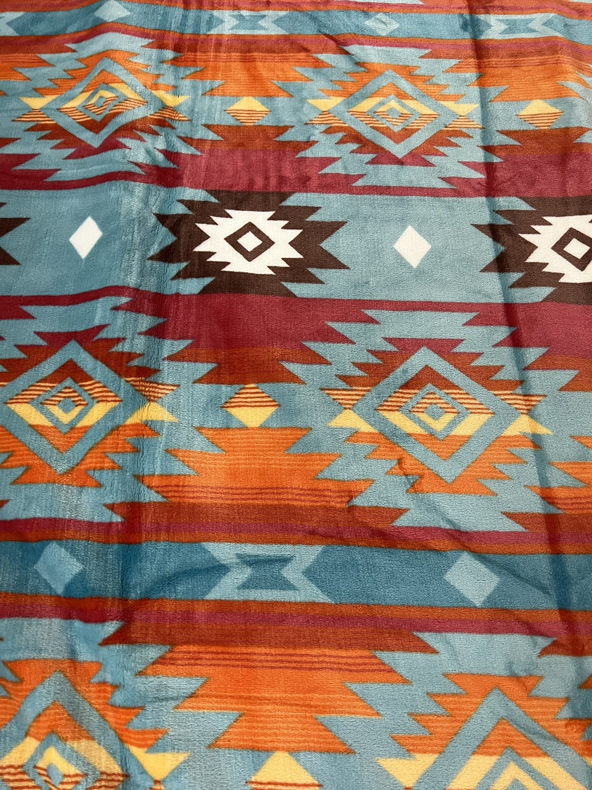 Native American Style 2 Ply Plush Reversible Blanket Sz Queen Sky Blue Stunning gallery