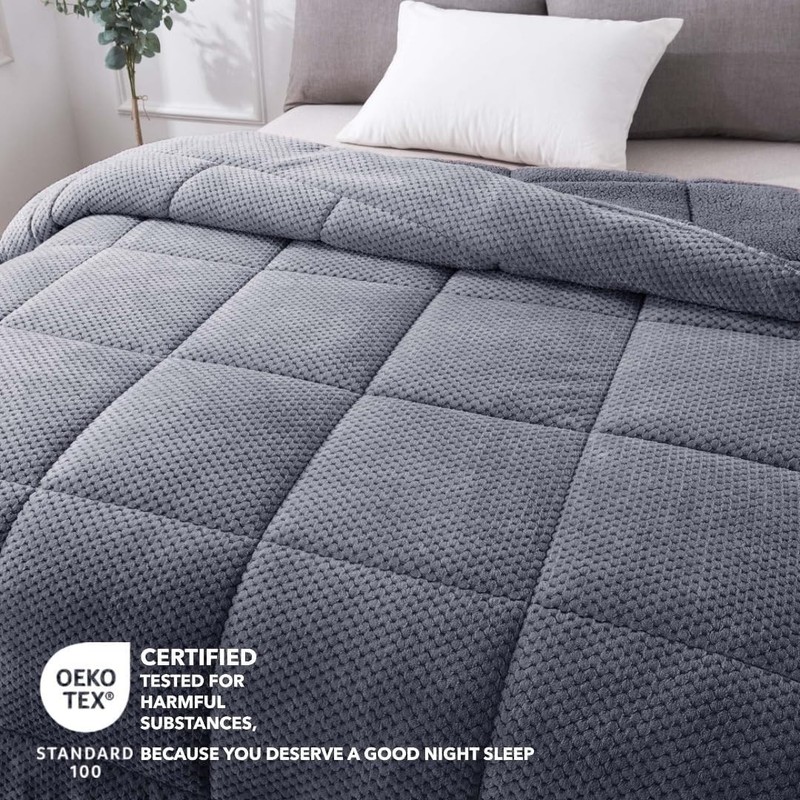Breathable Lightweight Comforter Queen Size Modern Sherpa Bedding Excalibur gallery