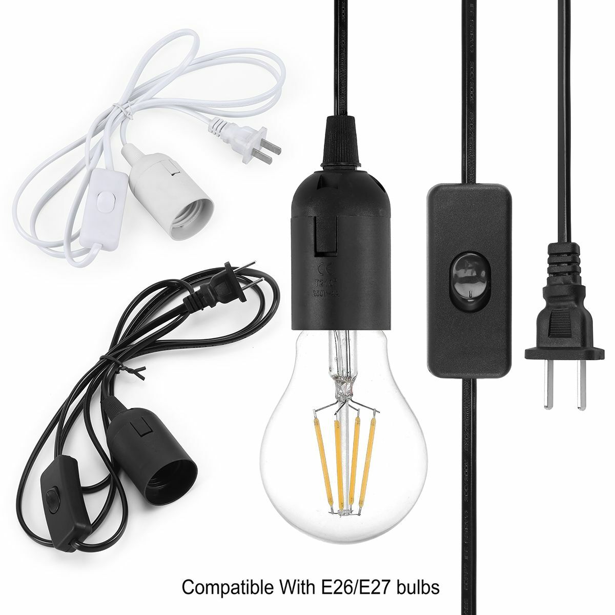 Extension Hanging Lantern Pendant Lamp Cord E26/E27 Light Bulbs Socket w/ Switch gallery
