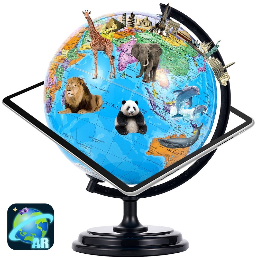 3D AR Interactive AR World Globe LED Night Light Geography Learning Desk Decor