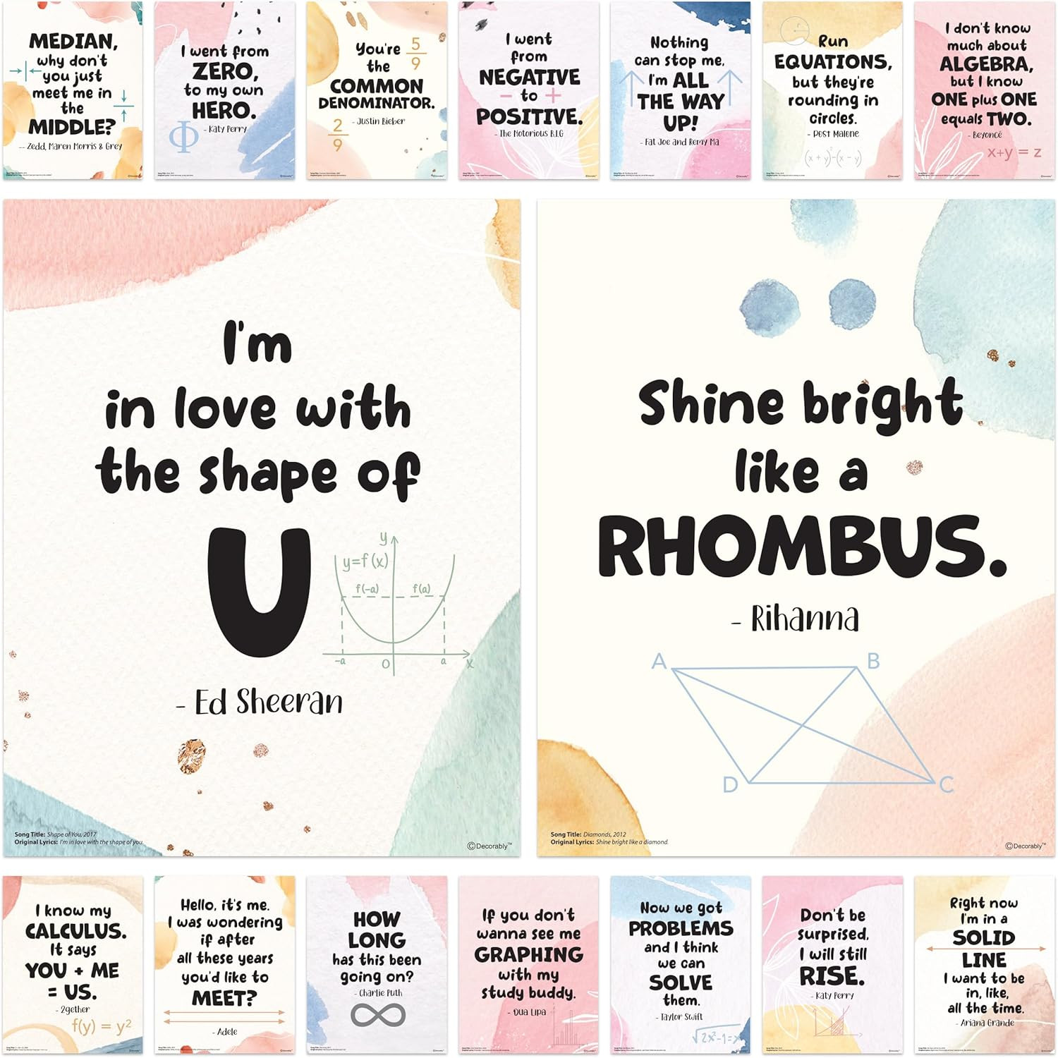 16 Math Posters for High School, 11X14In Educational, Matte-Laminated Classroom gallery