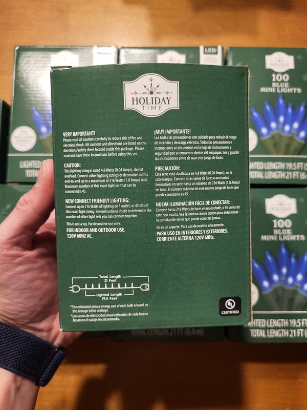 Holiday Time 100 Blue Mini LED Christmas Tree Lights Indoor Outdoor Green Wire gallery