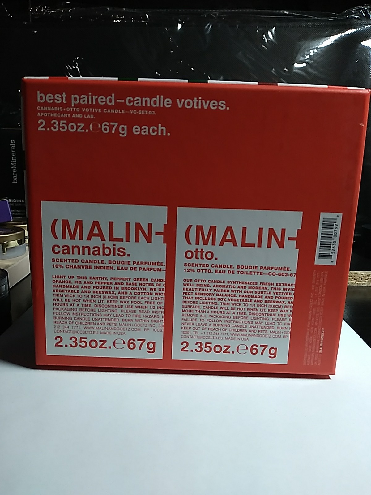 Malin + Goetz BEST PAIRED CANDLE VOTIVES, 2 CANDLES (CANNABIS & OTTO, 67g EA NIB gallery