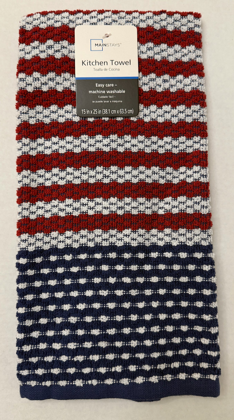 New Mainstays Red, Blue, & White Kitchen Towel 100% Cotton SZ 15 In x 25 In gallery