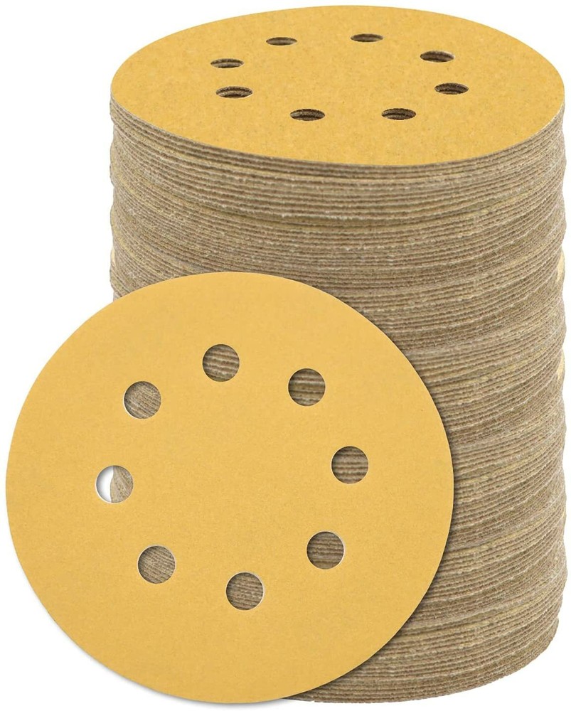 100PACK 5in 8-Hole 60 Grit Hook and Loop Sanding Discs Sheet Orbital Sandpaper