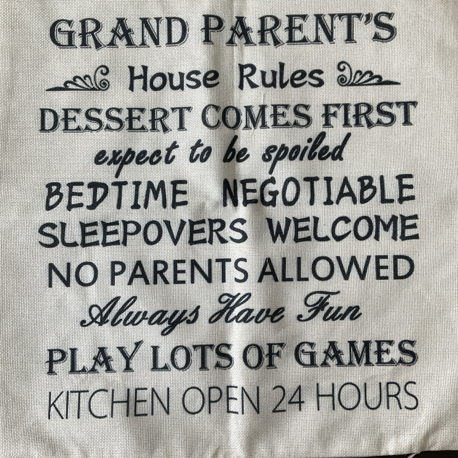 Grandparents House Rules Throw Pillow Cover Square 17.5” Grandma & Grandpa Gift gallery