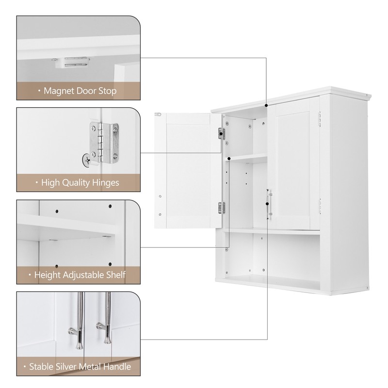 Bathroom Wall Cabinet Mounted Over Toilet Storage Space-Saving Organizing White gallery