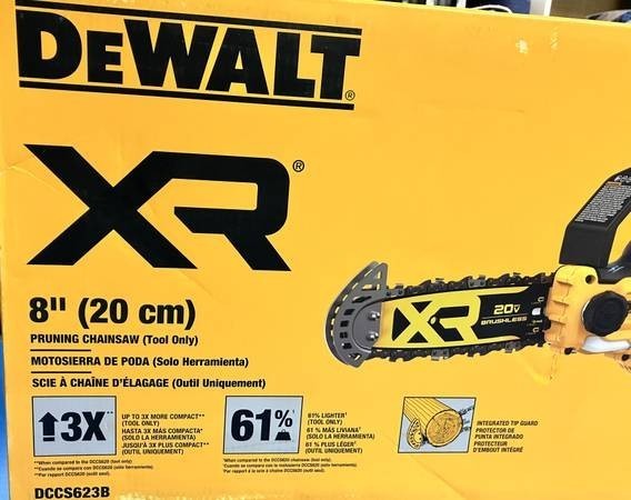 DEWALT XR Cordless Pruning Chainsaw, 20V, 8", Brushless DCCS623B gallery
