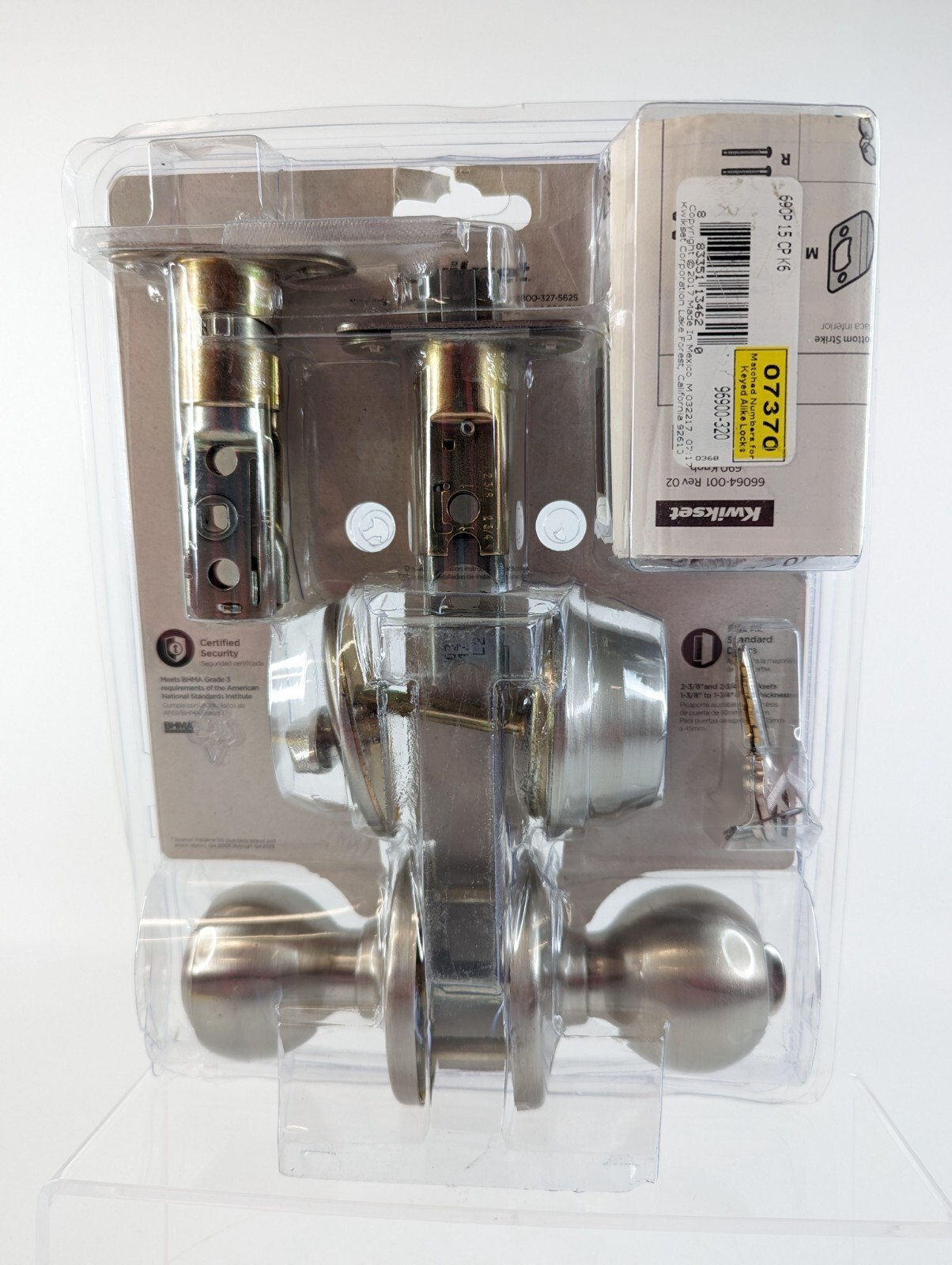 Kwikset Satin Nickel Entry Door Knob & Deadbolt Combo Pack w Microban - NEW gallery