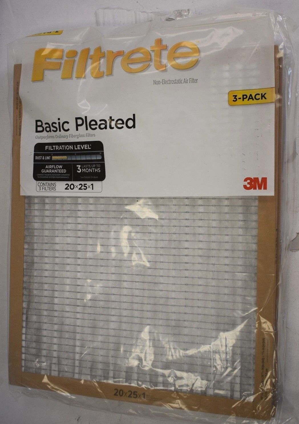 3M Filtrete 20" x 25" x 1" Basic Pleated Non-Electrostatic Air Filter 3 Pack gallery