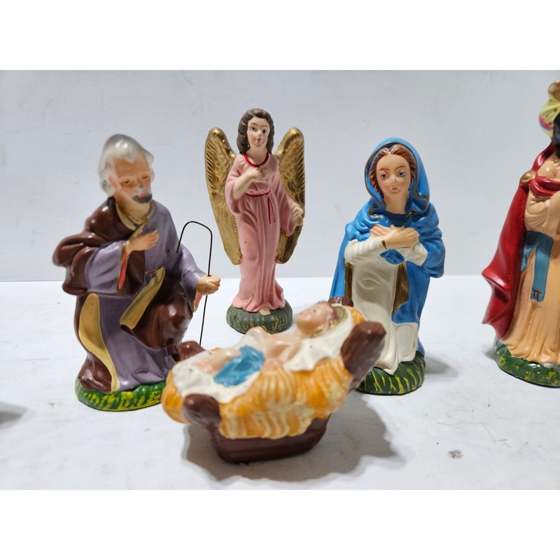Woolworth Nativity Set Small Multicolor Vintage 11 Piece Chalkware Japan gallery