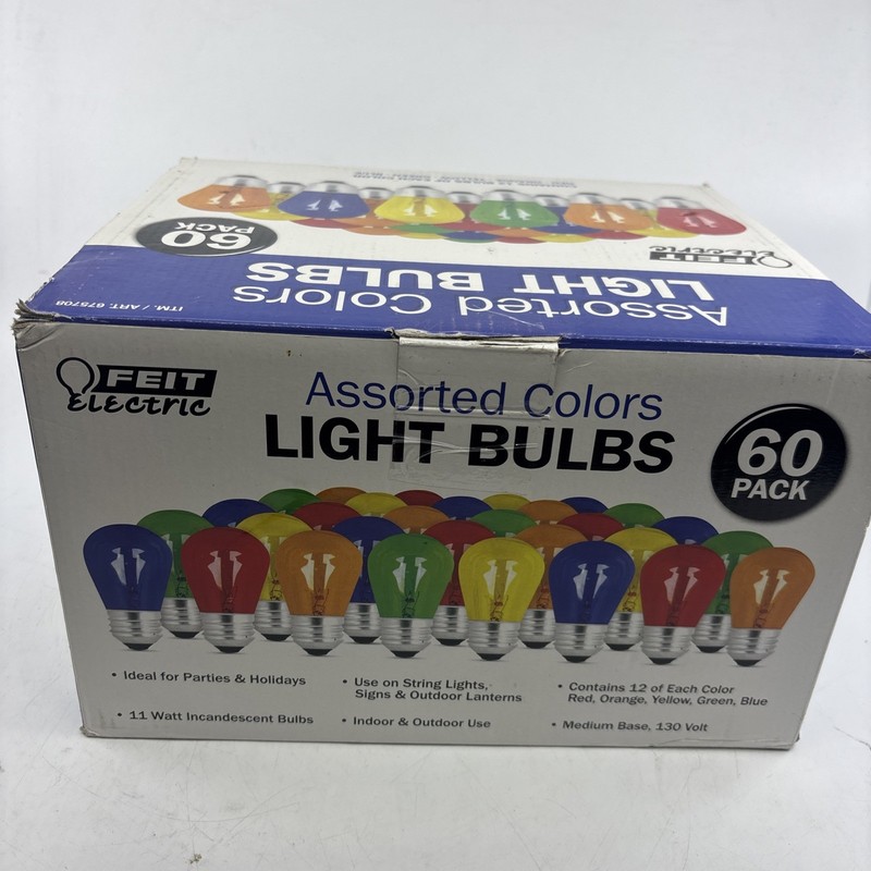 Feit Electric Assorted Colors Light Bulbs 60 Pack – Red, Orange, New in Box gallery