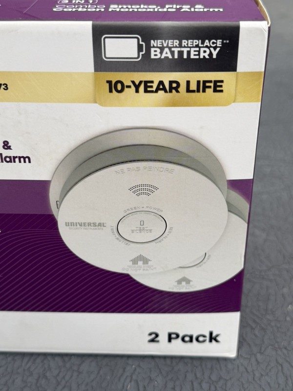 USI 2-Pack 10-Year Battery Comb Smoke+Carbon Monoxide Detector Voice Alarm gallery