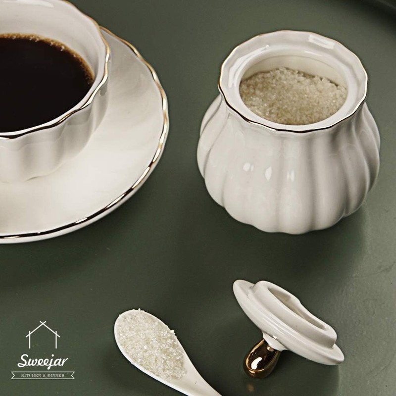 Versatile White Ceramic Sugar & Creamer Set – Perfect for Any Festive Occasion gallery