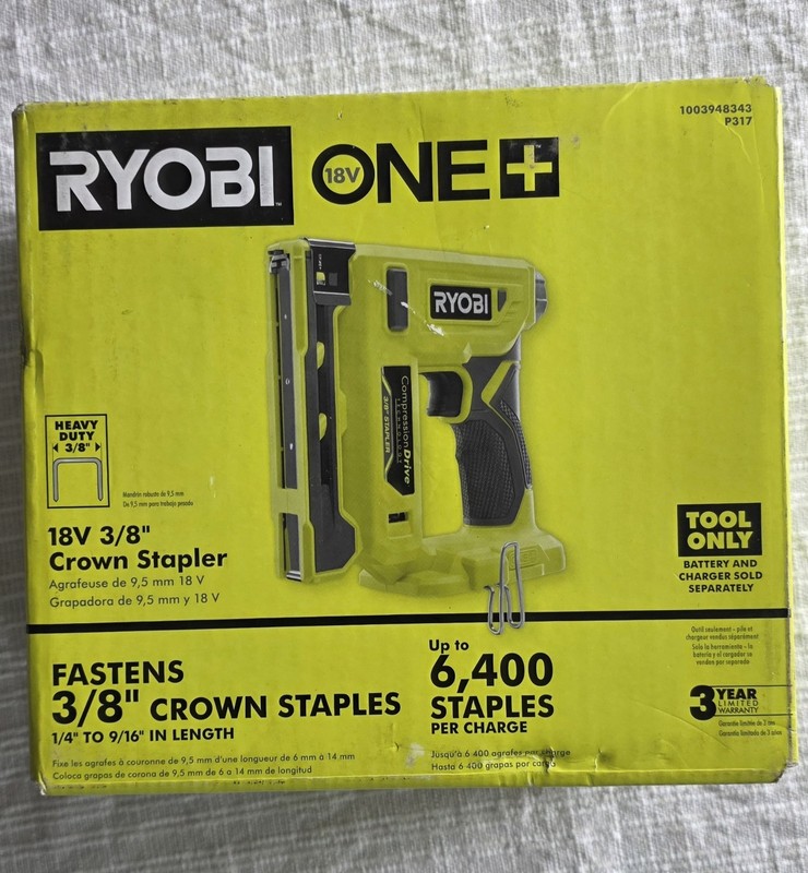 ONE+ 18V Compression Drive Cordless 3/8 In. Crown Stapler, P317 (Tool Only) gallery