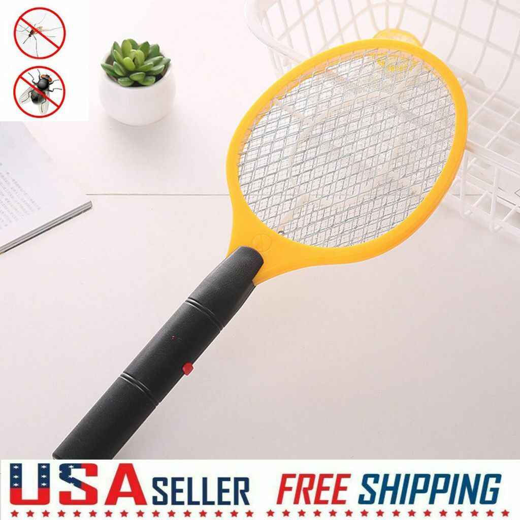 Handheld Mosquito Fly Swatter Bug Zapper Insect Pest Killer Tennis Racket Yellow gallery