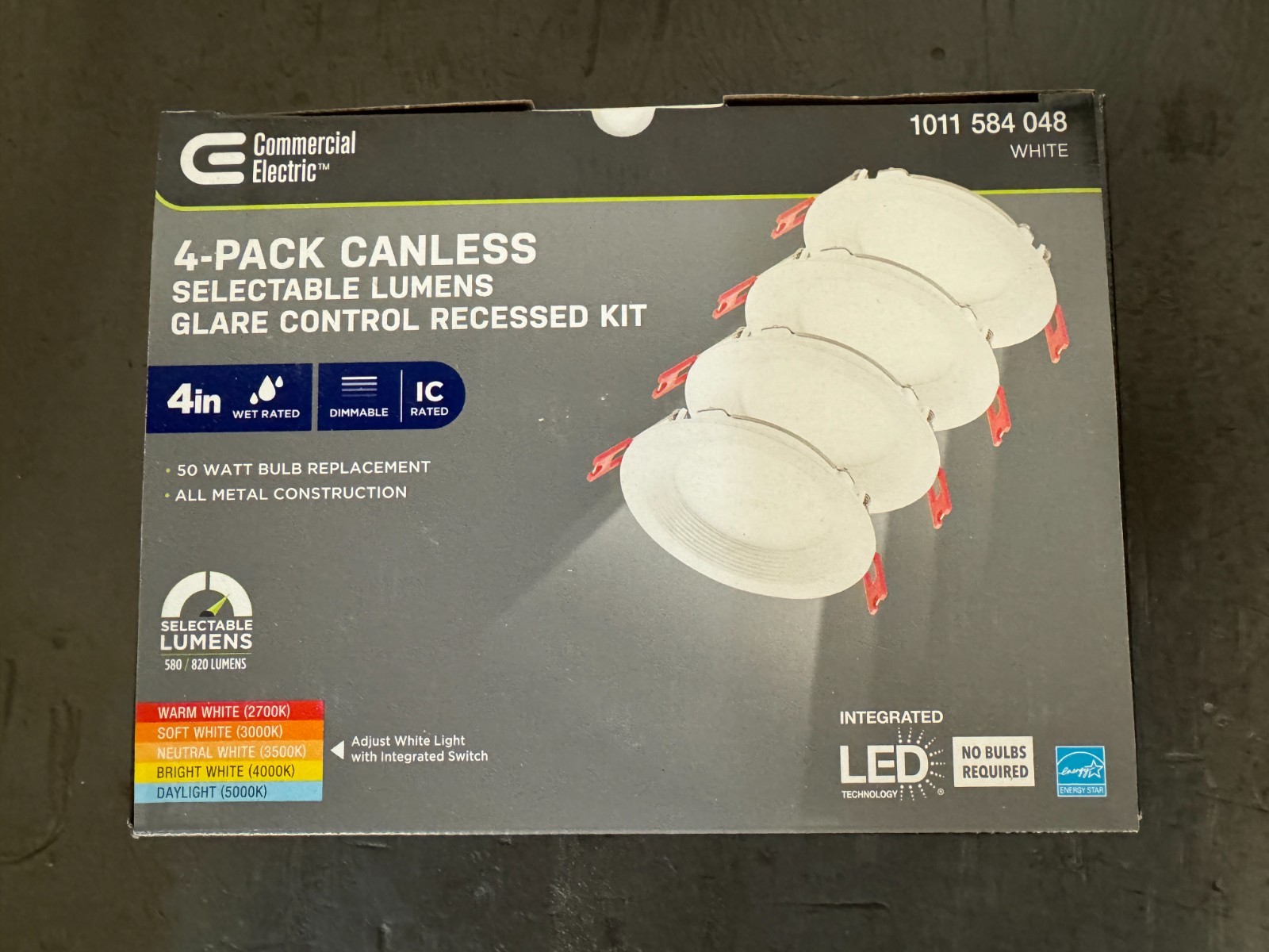 Commercial Electric Premium 4" LED 2-Level Lumen Baffle Canless Recessed 4-Pack gallery