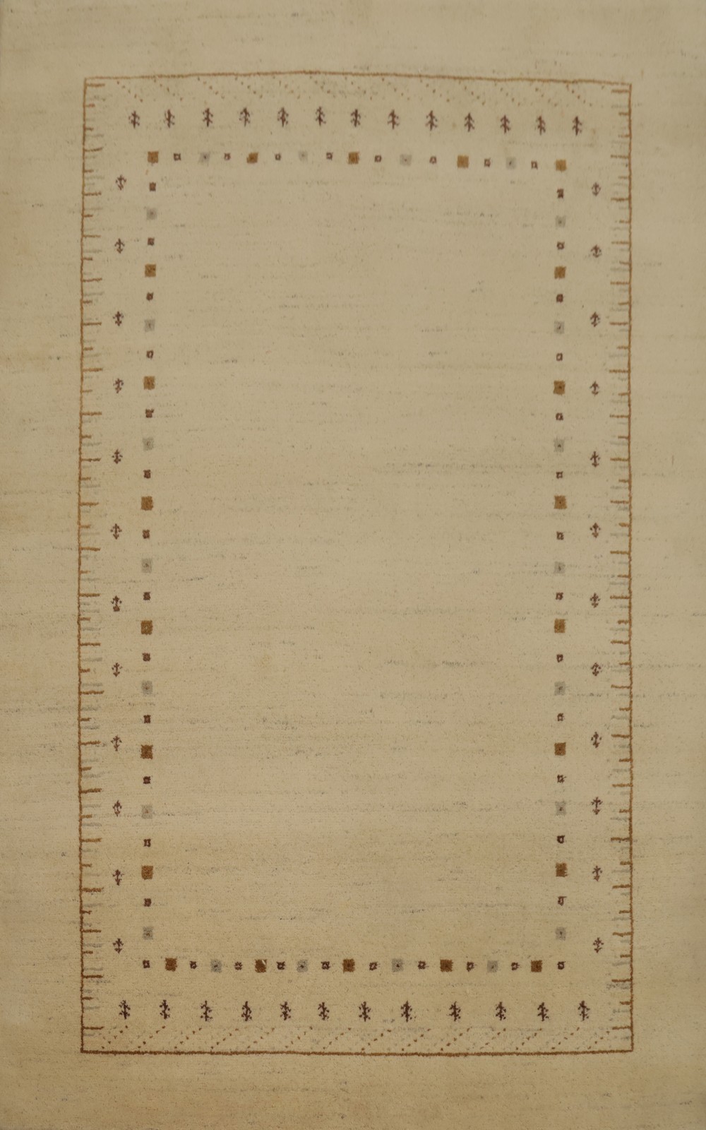Neutral Toned Modern Bordered Area Rug Handmade 6x8 with Intricate Design gallery