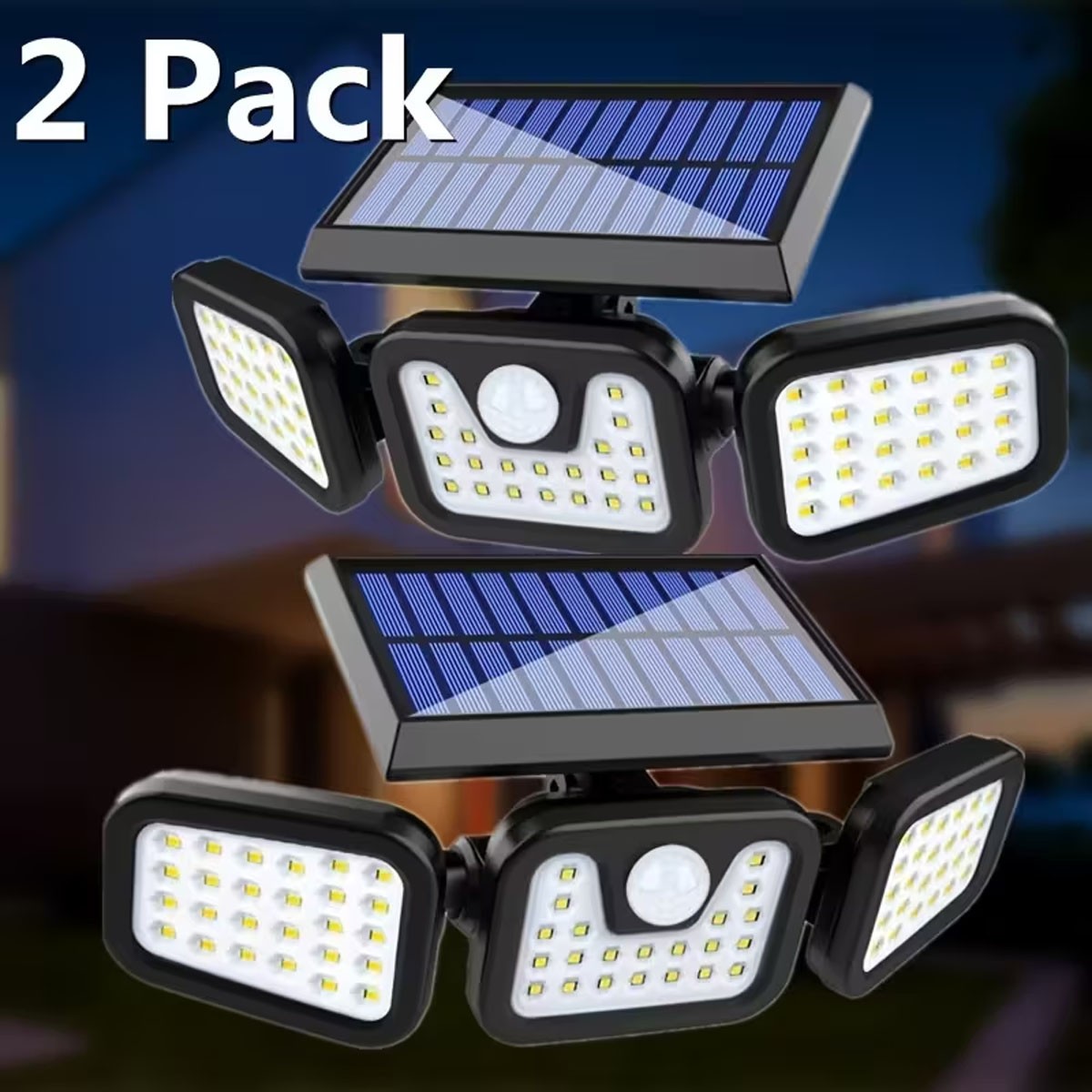 2 Pack LED Motion Sensor Solar Lights Outdoor IP65 Waterproof Security Lamp gallery
