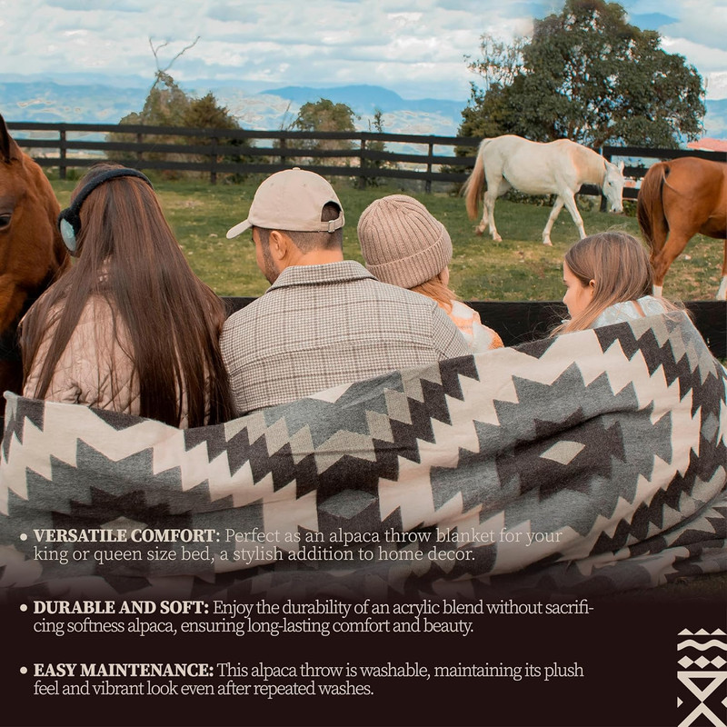 Premium Alpaca Wool Throw Blanket - Cozy, Warm & Artisan Made in Ecuador gallery