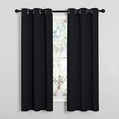 2 PCS Black 63″L x 34″W Solid Grommet Darkening Privacy Curtains For Bedroom