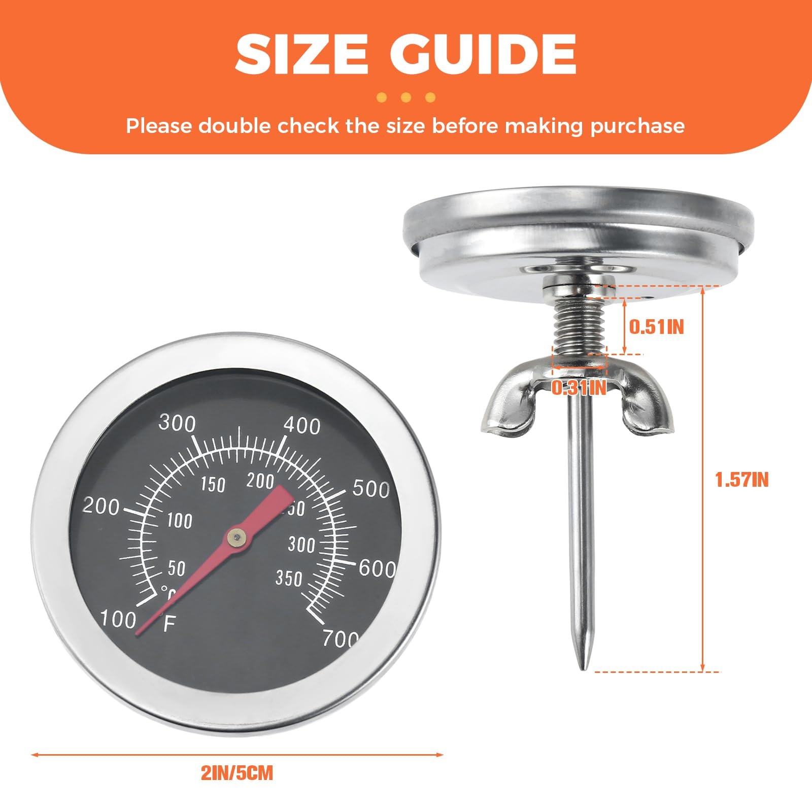 MOOTVGOO BBQ Grill Thermometer, 2 Inch Stainless Steel 2inch, Blue gallery