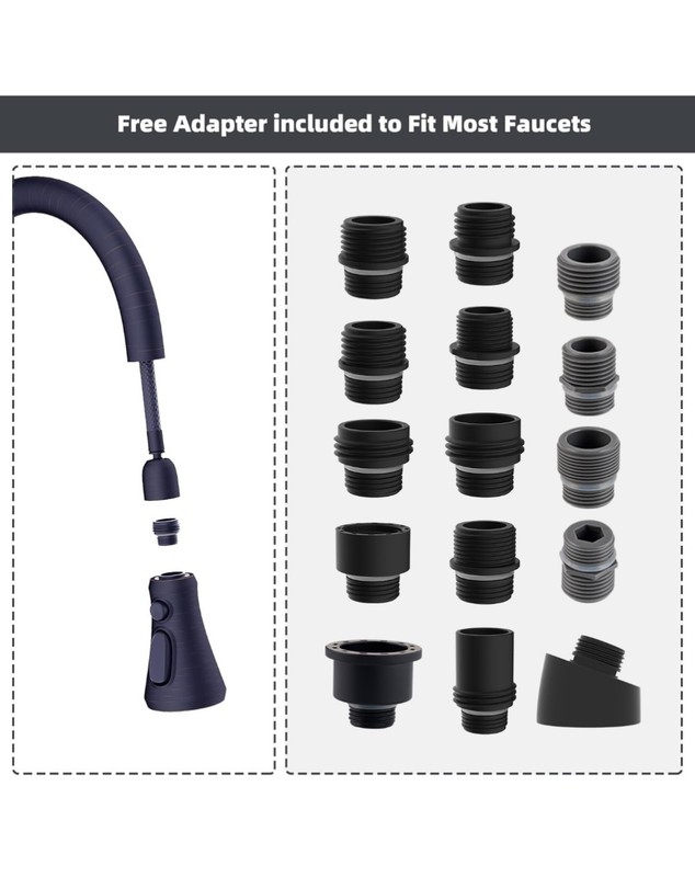 Hibbent Pull Down Spray Head, NSF/ANSI/CAN 61 & CUPC Certified 3-Function Spray gallery