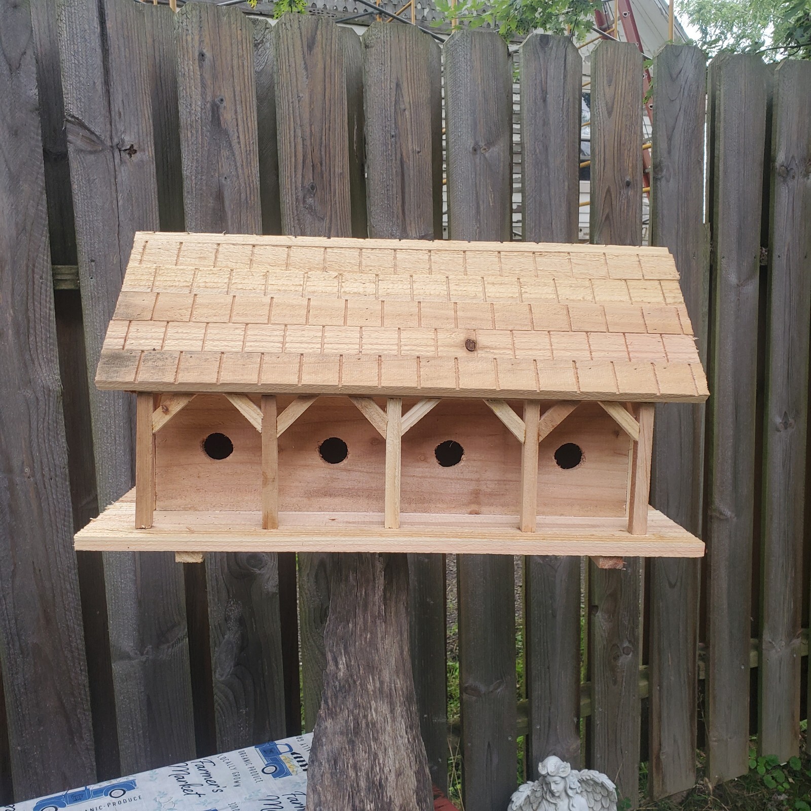 Cedar Bird House Purple Martin Hand Made Large 4 Nests Removable Back gallery