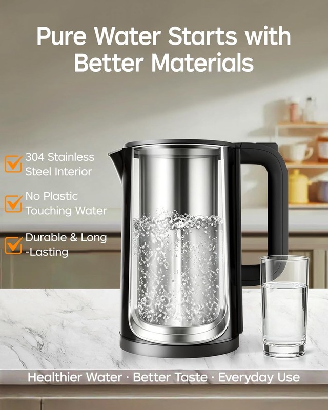 Electric Kettle 1.7L – 5 Temperature Presets (104–212°F) + Boil, 2-Hour Keep ... gallery