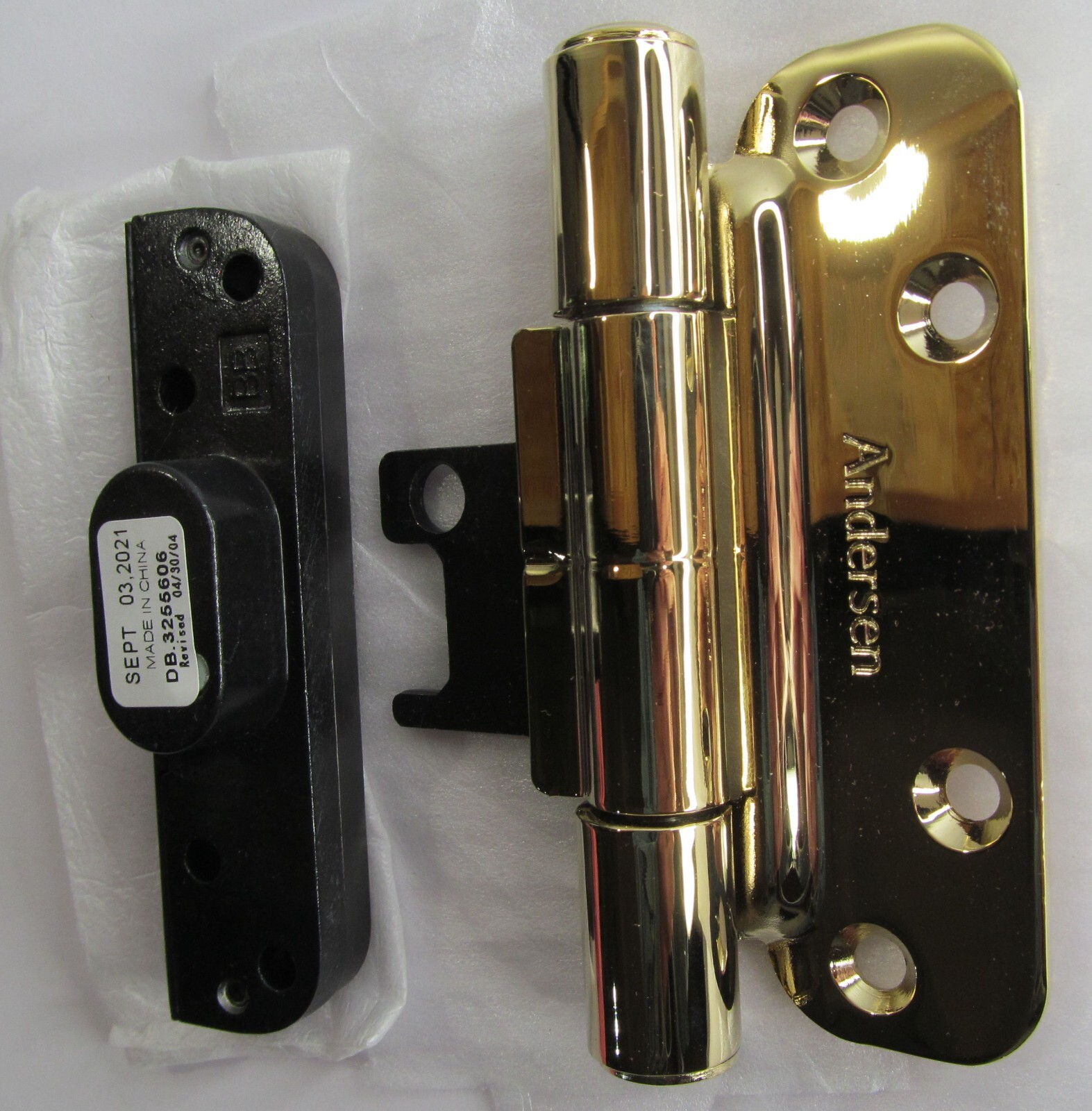 Andersen Bright Brass/ Bronze 400 Series Frenchwood Patio Door Hinge Left/ LH gallery