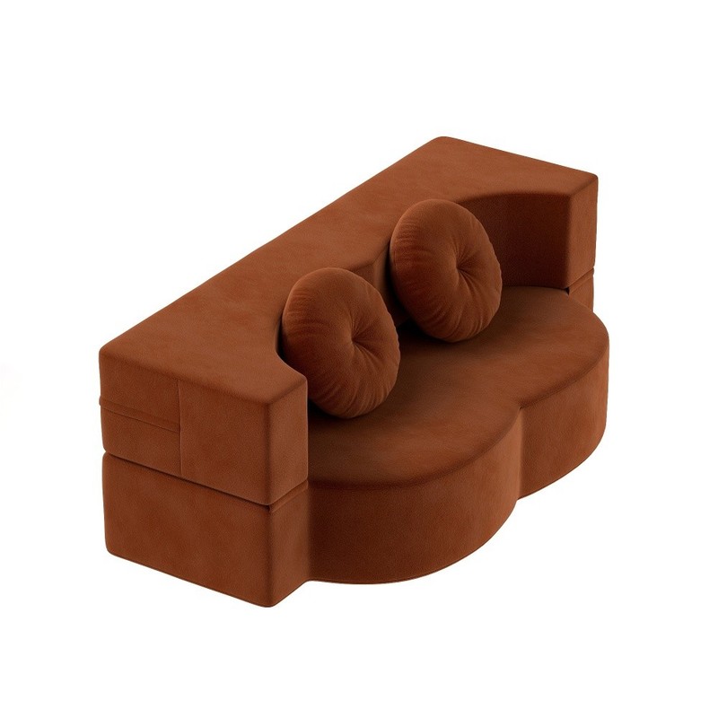 Modern Floor Sofa Convertible Plush Corduroy Foam-Filled Sleeper Sofa Bed gallery